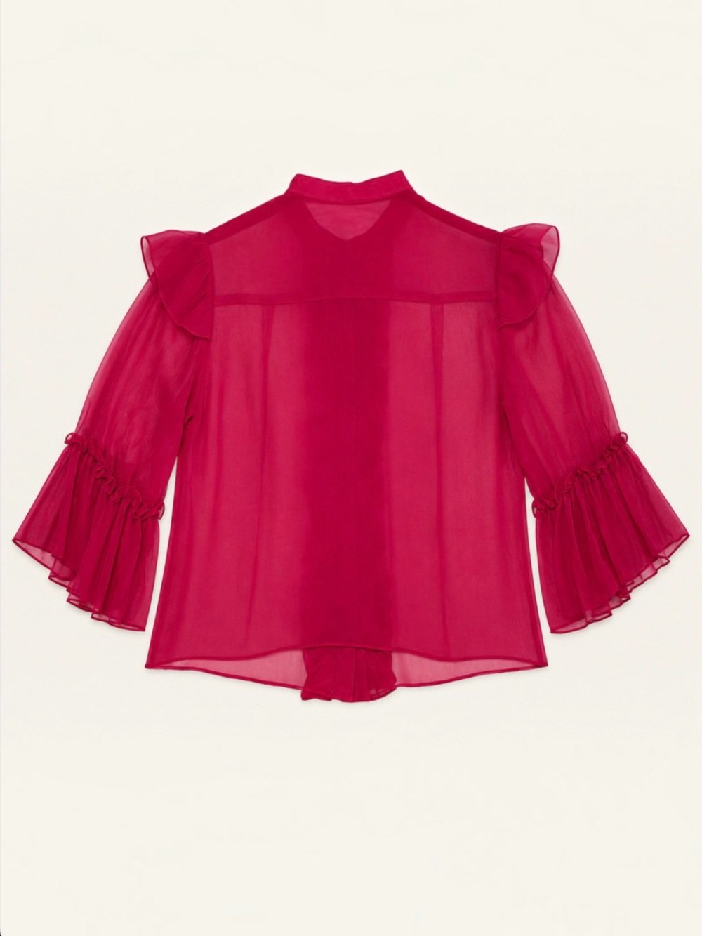Alice + Olivia Silk Chiffon Ruffle Blouse Sheer Top Bell Sleeves Whimsigoth S - Picture 10 of 16